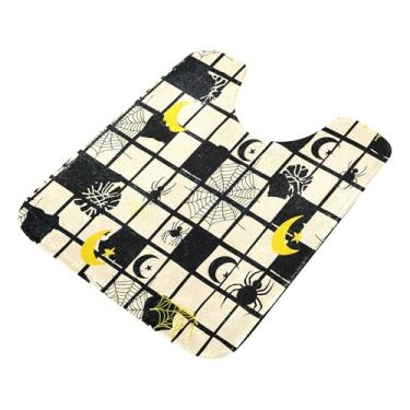 Imagem de Burbuja Tapete de banheiro quadrado com teias, tapete de banho absorvente de pelúcia macio, base de vaso sanitário antiderrapante para piso de banheiro, oval em forma de U