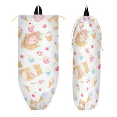 Imagem de xigua Suporte de parede bonito para saco de plástico para sorvete com cordão, 1 pacote, reutilizável para decoração organizadora de sacolas de compras, meias, roupas íntimas e gravatas