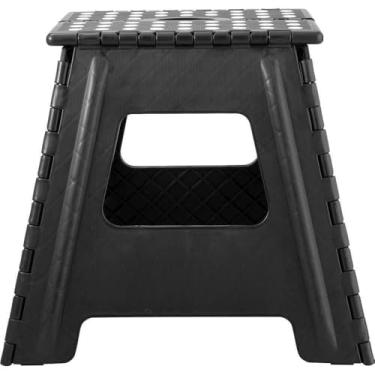 Imagem de Banqueta Banquinho Dobrável Plástica Anti Derrapante Suporte até 150kg banquinho banheiro Para Casa, Lazer e Trabalho(Preta)
