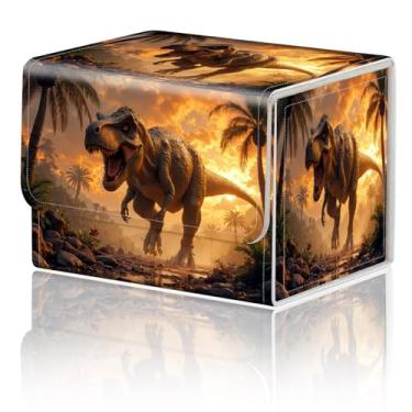 Imagem de Caixa de armazenamento de jogos de cartas para TCG Deck Box MTG Card Box Organizer Trading Card Box Commander Deck Box TCG Card Storage Box Magnetic Closure Creative Pattern até 200 cartas, dinossauro