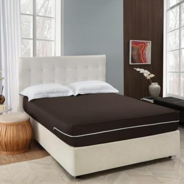 Imagem de Capa Protetora Colchão Casal Queen Malha Gel de 95 De Gramatura C/Zíper Medida 1,98cm x 1.58cm x 30cm (Marrom)