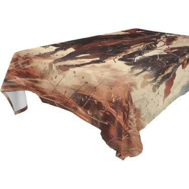 Imagem de YETTASBIN Toalha de mesa quadrada de cowboy ocidental, impermeável, resistente a rugas, lavável para piquenique, jantar, férias, cozinha, festa, decoração, 152 x 152 cm