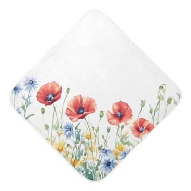 Imagem de STAYTOP Toalhas de bebê com capuz de musselina de flores silvestres aquarela, toalha de banho super macia, toalhas de banho absorventes para banho recém-nascido unissex 89 x 89 cm