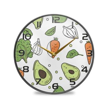 Imagem de YETTASBIN Relógio de parede acrílico de abacate – Silencioso, sem tique-taque, operado por bateria, relógio redondo decorativo criativo para cozinha, sala de estar, banheiro, decoração de escritório