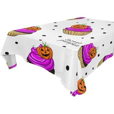 Imagem de Burbuja Linda toalha de mesa para cupcakes de Halloween, toalha de mesa retangular, anti-rugas, grossa para decoração de jantar, cozinha, festa, 152 x 304 cm