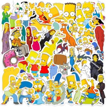 Imagem de 50 peças adesivos Os Simpsons para crianças, adolescentes e adultos, decalque de filme de vinil à prova d'água para garrafa de água, skate, guitarra, estojo de viagem, bicicleta, laptop, para-choque