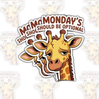 Imagem de Adesivo opcional Monday's Should Be com 3 peças, decalque de vinil engraçado de girafa cansada, adesivo à prova d'água para laptop, garrafa de água, caderno, mesa de escritório e carro