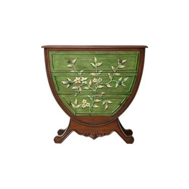 Imagem de Cômodas Peito de entrada pintado, cômoda vintage, semicírculo europeu, decorativo, armário, quarto, organizador gavetas(Green)