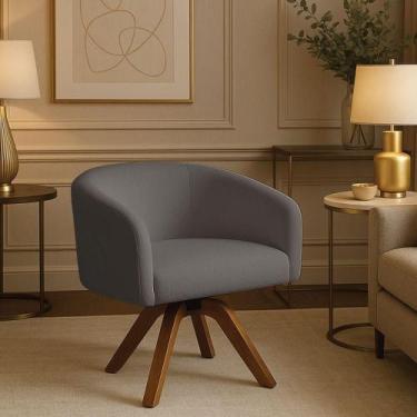 Imagem de Poltrona Sala Base Giratória Madeira Arielle Bouclê D03 - D'rossi Graf