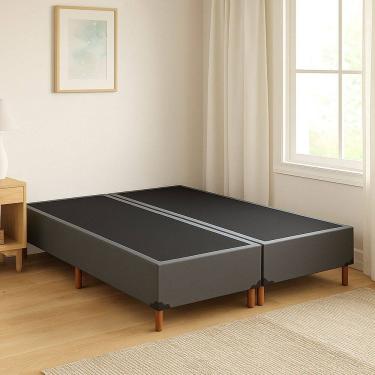 Imagem de Base Box Queen com 12 Pés em Madeira Cinza