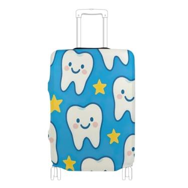 Imagem de Joisal Capa de mala estética personalizada protetora de bagagem lavável bonito dente de dentista estrelas azul presentes de viagem manga de bagagem, P, serve para capa de 45 a 50 cm, Lindo dente de