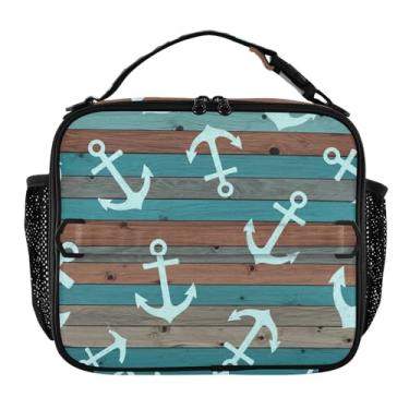 Imagem de Joisal Lancheira Anchors azul-petróleo marrom para mulheres meninas lancheira personalizada crianças masculinas lancheira para trabalho lancheira térmica para escola