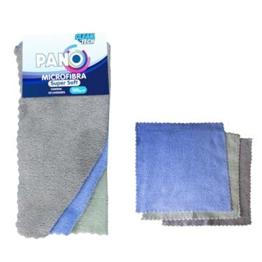 Imagem de Pano de Microfibra Super Soft, 30cm x 30cm, Cores Sortidas, Kit com 3 Unidades, Altamente Absorvente, Reutilizável