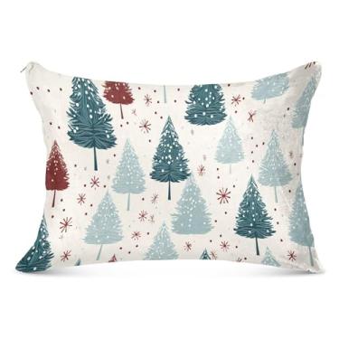 Imagem de Fronhas Queen com árvores de Natal 53 x 137 cm, capa de almofada supermacia, com zíper para outono e inverno