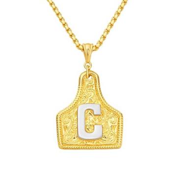 Imagem de rgwtgkyh Colar feminino com fivela de cinto prata com pingente de letra inicial ocidental delicado colar com pingente de letra personalizada joias presentes para cowgirl cowboy, Large, Metal, Sem