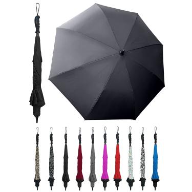 Imagem de BetterBrella Guarda-chuva invertido à prova de vento, impermeável, camada dupla de dossel, compacto e reverso dobrável para carro, viagens e uso ao ar livre, chuva ou sol, preto