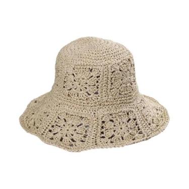 Imagem de Chapéu De Palha Feminino De Verão Com Proteção UV, Dobrável, Para Prai