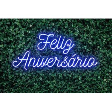 Imagem de Painel Acrílico Neon Led Feliz Aniversário 127/220v (Azul Escuro)
