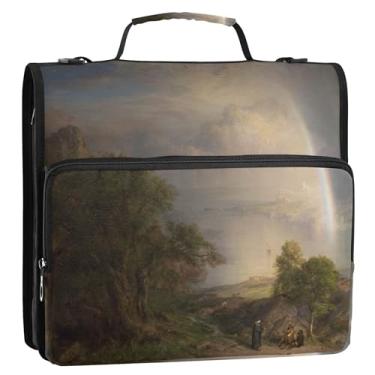 Imagem de Lindo fichário com 3 anéis de 3,8 cm, anel D do mar Egeu, Frederic Edwin, igreja, organizador de fichário com zíper, vários bolsos, pasta grande para o ensino médio com alça