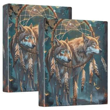 Imagem de Fichários personalizados com estampa florestal de lobo de 3 cm, 3 argolas, 200 folhas, 3 pastas de anéis, 31,5 x 27 x 6 cm, 1 pacote