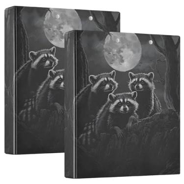 Imagem de Fichários místicos guaxinins lua, preto, 3 polegadas, 3 anéis, 200 folhas, caderno, caderno, agenda, 31,5 x 27 x 6 cm, pacote com 2