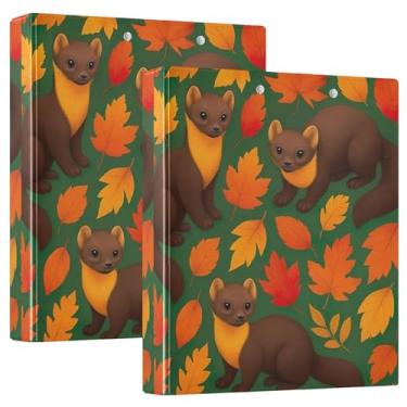 Imagem de Fichários personalizados de desenho animado de folha de outono de 3 cm com 3 argolas para 200 folhas, pastas, anel redondo, 31,5 x 27 x 6 cm, 1 pacote