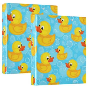 Imagem de Pastas fofas amarelas azuis com 3 anéis de 3 cm comporta 200 folhas, com estampa de animais, caderno, fichário resistente, 31,5 x 27 x 6 cm, 1 pacote