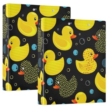 Imagem de Fichários personalizados de pato amarelo pontilhado listrado, 3 cm, 3 anéis, 200 folhas, fichário de escritório, 31,5 x 27 x 6 cm, 1 pacote
