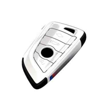Imagem de Capa de chave de carro de fibra de carbono compatível com Bmw X1 X3 X4 X5 X6 X7 1 3 5 6 Série G20 G30 G11 F15 F16 G01 G02 F48 M Titular Chaveiro(White)