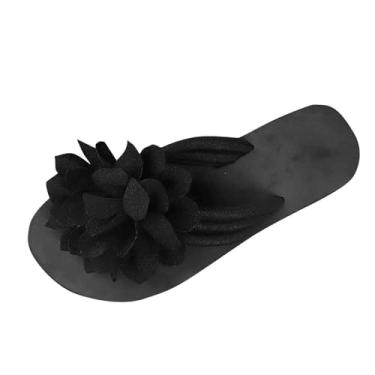 Imagem de Sandálias rasteiras femininas confortáveis, modernas, primavera, verão, estilo casual, Preto, 35