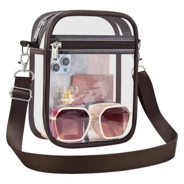 Imagem de UEASE Bolsa transparente aprovada pelo estádio para mulheres, bolsa transversal transparente para eventos em estádios, shows, festivais, Chocolate, Large