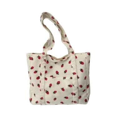 Imagem de Bolsa Tote De Corduroy Para Mulheres, Grande Capacidade, Fashion E Ver