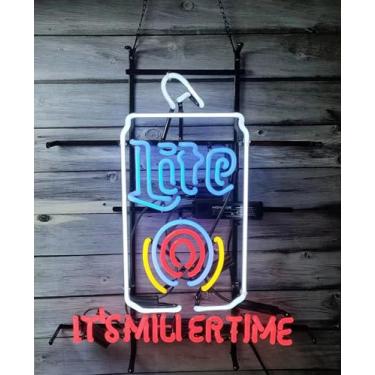 Imagem de COONidos Letreiros De Neon Para Bar, Luz Inin Lite, Lata, É Miller Time, Copo Cerveja Pub, Café, Arte Rupestre, Luzes Parede, 24 X 20 Polegadas