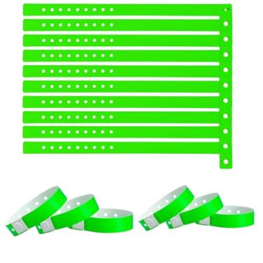 Imagem de Pulseiras de plástico verde para festas, 60 pulseiras de plástico verde neon para eventos – uso prolongado, encaixe seguro evita a reutilização
