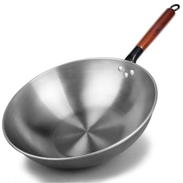 Imagem de Conjuntos de utensílios de cozinha Wok de ferro artesanal panelas tradicionais panela de ferro sem revestimento wok panelas a gás (cor: D, tamanho: 30 cm)