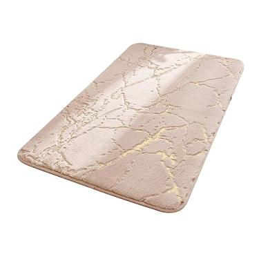 Imagem de Tapete de Banheiro Marbling Macio Antiderrapante Absorvente Água Porta Chuveiro Lavável à Máquina Pisos Poliéster