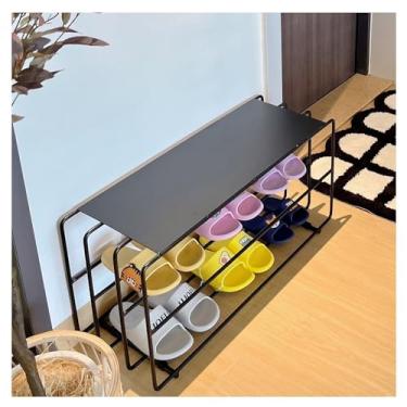 Imagem de Armários para sapatos com prateleiras para sapatos Banco de sapato, banco sapateira, entrada, armazenamento 3 camadas, para quarto banheiro(Preto)