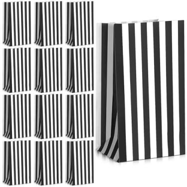 Imagem de Dianelhall 28 peças listradas para lembrancinhas de festa, papel kraft, doces, presentes para circo, carnaval, Halloween, Natal, Dia dos Namorados, lembrancinhas de aniversário (preto e branco)