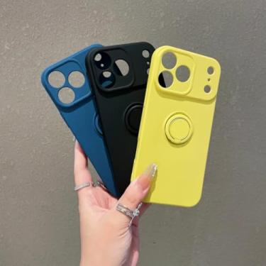 Imagem de Capa de silicone luxuosa com suporte magnético para iPhone 17 Air 16 15 14 13 12 11 Pro Max Plus, capa macia em cores vibrantes (para iPhone 16 Plus/Cinza)