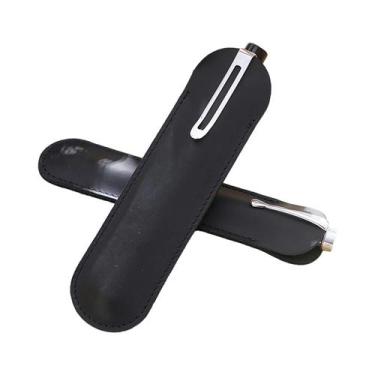 Imagem de Estojo De Lápis Retro Em Couro Legítimo Estiloso Suporte Para Caneta Ú