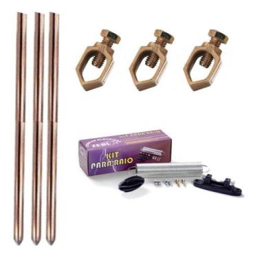Imagem de Kit Proteção Eletrificador Rural Para Raio Hastes E Conector - ZEBU