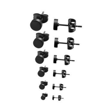 Imagem de Conjunto De Brincos De Bola Redonda Em Aço Inoxidável Preto Com Zircôn