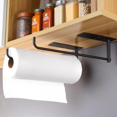 Imagem de SUNTECH Pacote com 2 suportes de papel toalha sob o armário, suporte de papel toalha adesivo ou perfurador montado na parede, suporte de rolo de toalha de cozinha de aço inoxidável para banheiro