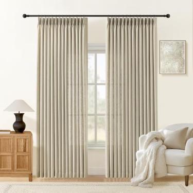 Imagem de Cortinas de linho plissadas de 203 cm de comprimento para sala de estar e quarto, cortinas plissadas com filtro de luz de bétula, cortina de janela semitransparente com ganchos para fazenda, 2 painéis