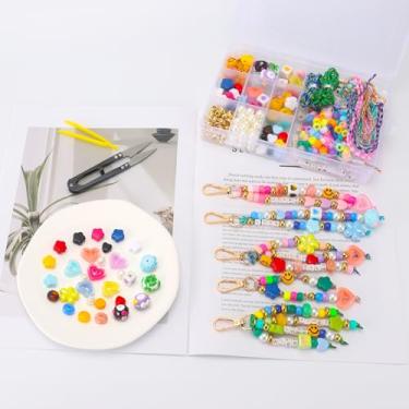 Imagem de Ytuaebni 421 peças kit de fabricação de chaveiros com contas para mulheres, suprimentos de berloque, acrílico transparente, coração, estrela, letra, letra, alfabeto, miçangas, artesanato, acessórios