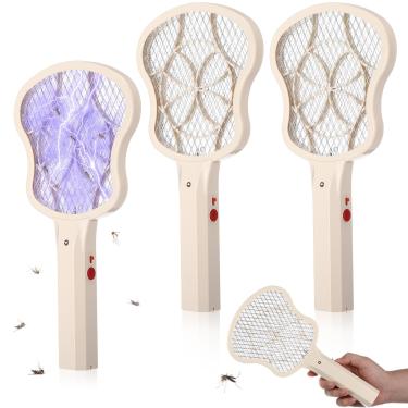 Imagem de Mysora Pacote com 3 raquetes de mata-moscas elétricas, mini mata-moscas elétricas, portáteis, mata-moscas, mata-moscas com 2 camadas de malha de segurança para uso interno e externo, veículo doméstico