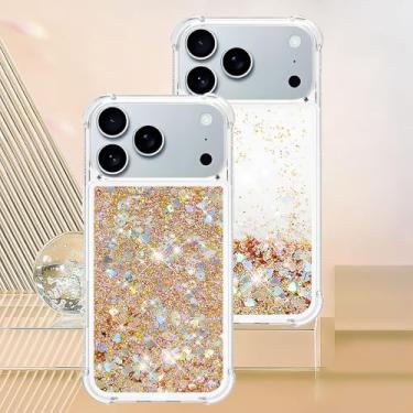 Imagem de Capa transparente com glitter e areia movediça líquida para iPhone 17 Air 16 PM 15 14 Plus 13 12 11 Pro Max 16e, capa protetora antirreflexo, YB, LS, L05, para iPhone 17 Pro