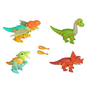 Imagem de Kit 4 Dinossauros Brinquedo Monta E Desmonta Sensorial Toque - DIY