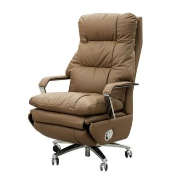 Imagem de Cadeira executiva clássica elétrica multifuncional de couro reclinável ergonômica com mesa de massagem