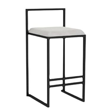 Imagem de Banquetas de bar com altura de bar com encosto e apoio para os pés de metal 66 polegadas/76 cm altura do assento veludo bancos de bar casa café da manhã cozinha jantar cadeira de bar alto